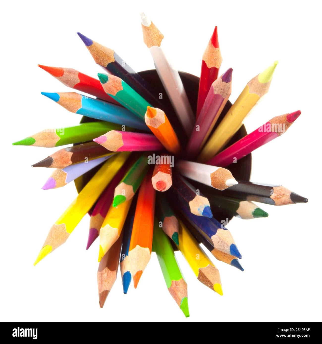 beaucoup de crayons de couleur différents avec fond blanc Banque D'Images