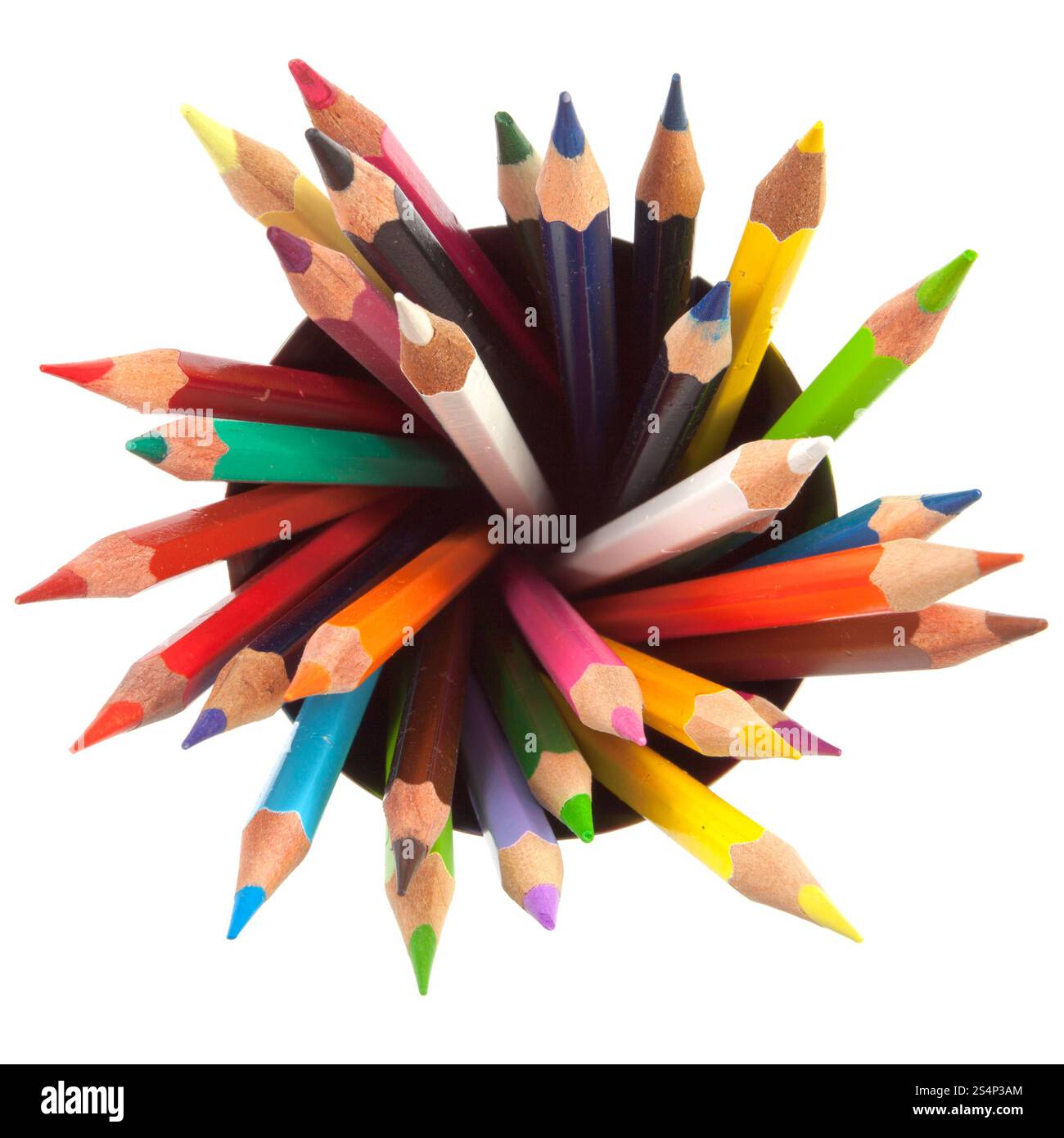 beaucoup de crayons de couleur différents avec fond blanc Banque D'Images
