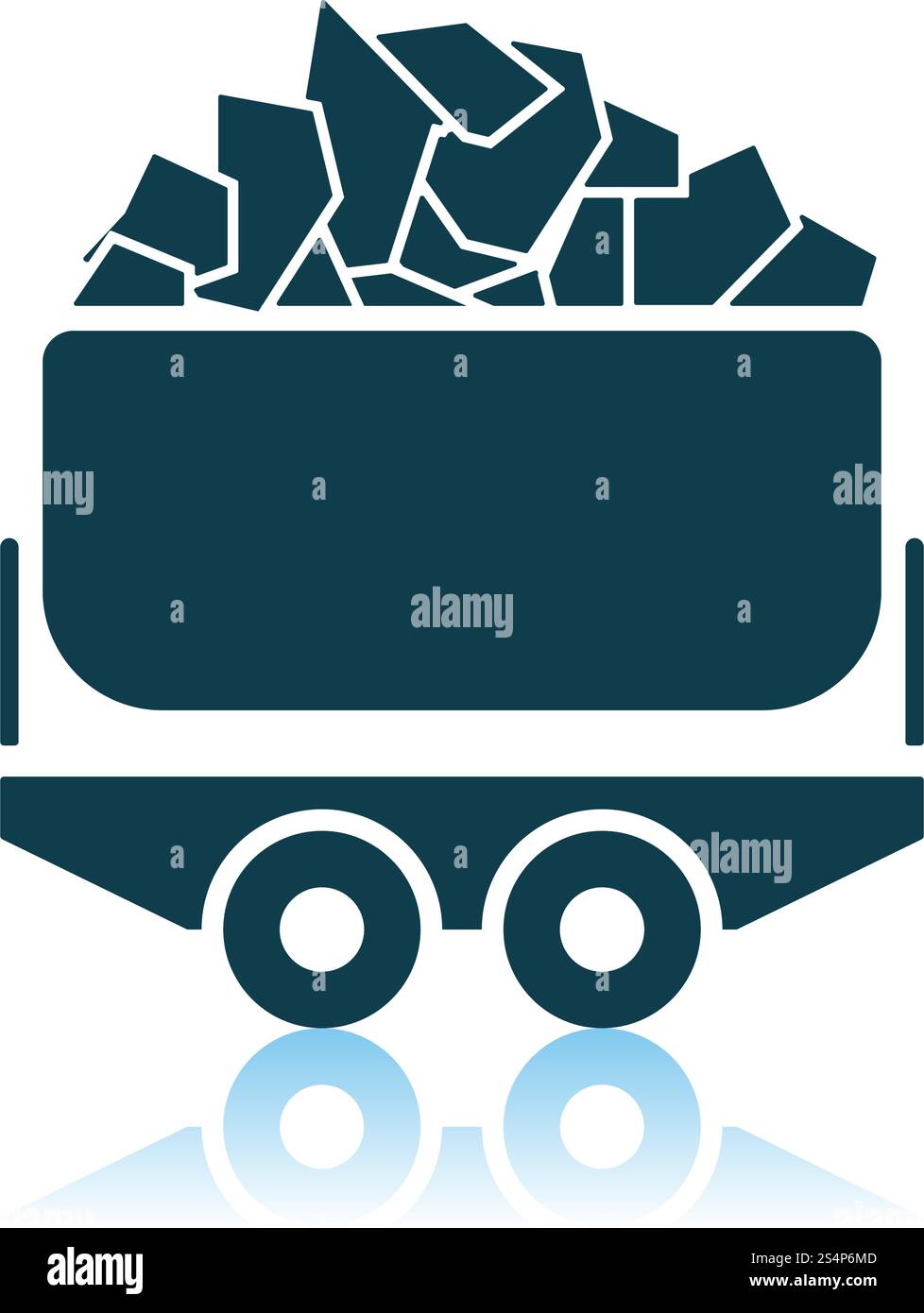Chariot de charbon mine Icône. Reflet de l'ombre. Vector Illustration. Illustration de Vecteur