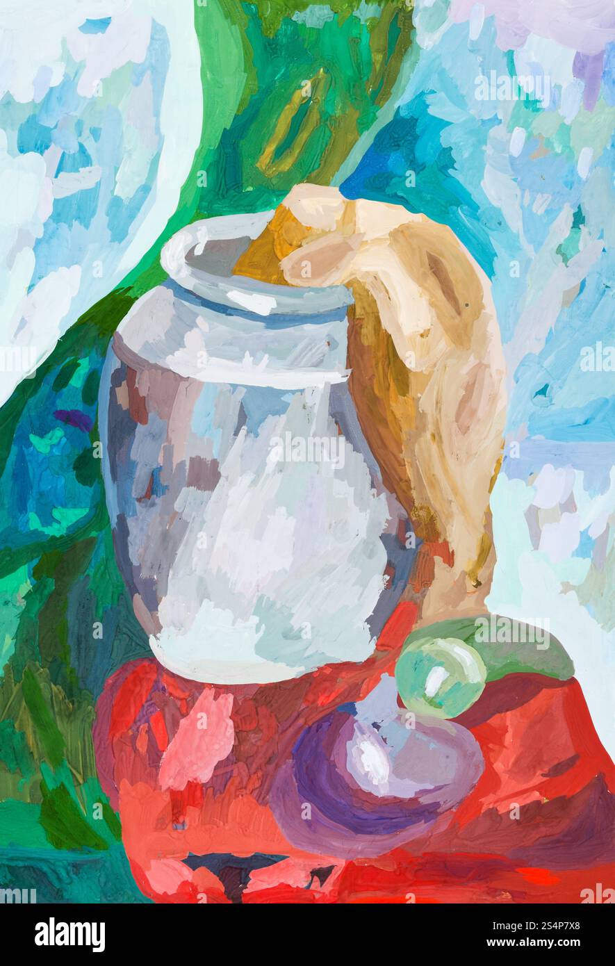 Childs peinture - Nature morte au vase en verre blanc Banque D'Images