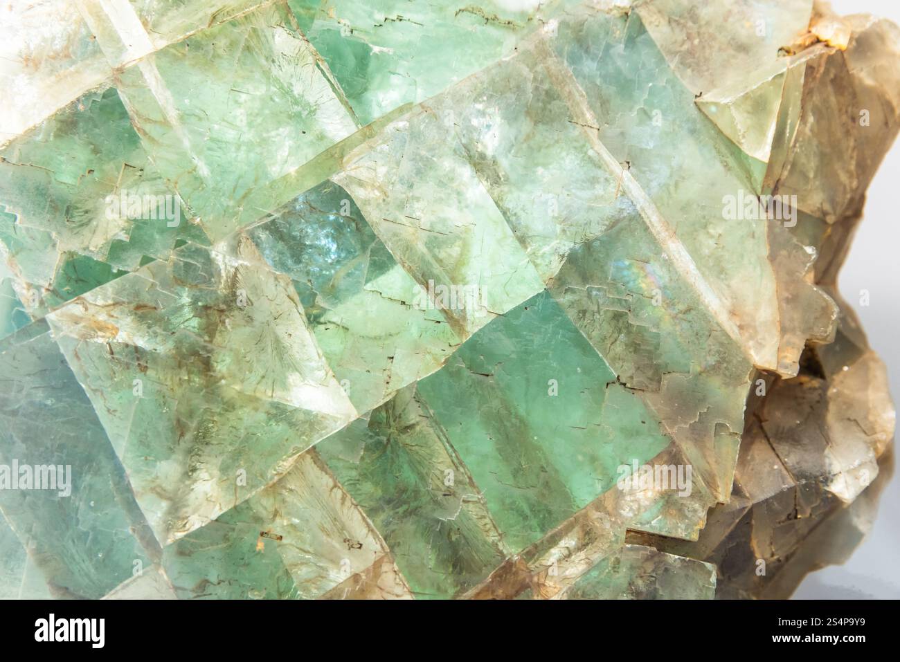 Fluorite, monocristal massif unique, texture de photo de fond minérale naturelle abstraite Banque D'Images