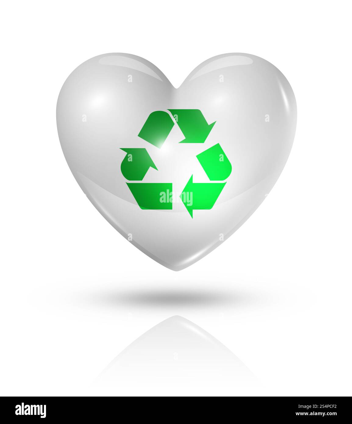 L'amour, de l'environnement recyclage symbole. 3D icône de cœur isolé sur blanc avec clipping path Banque D'Images