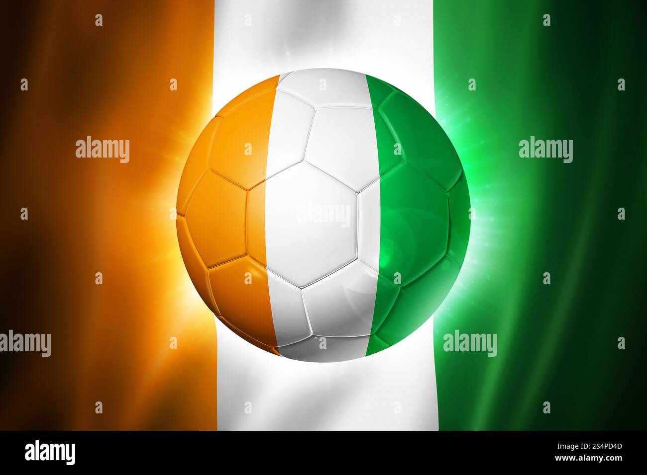 3D soccer ball avec l'équipe de Côte d'Ivoire drapeau, coupe du monde de football Brésil 2014 Banque D'Images