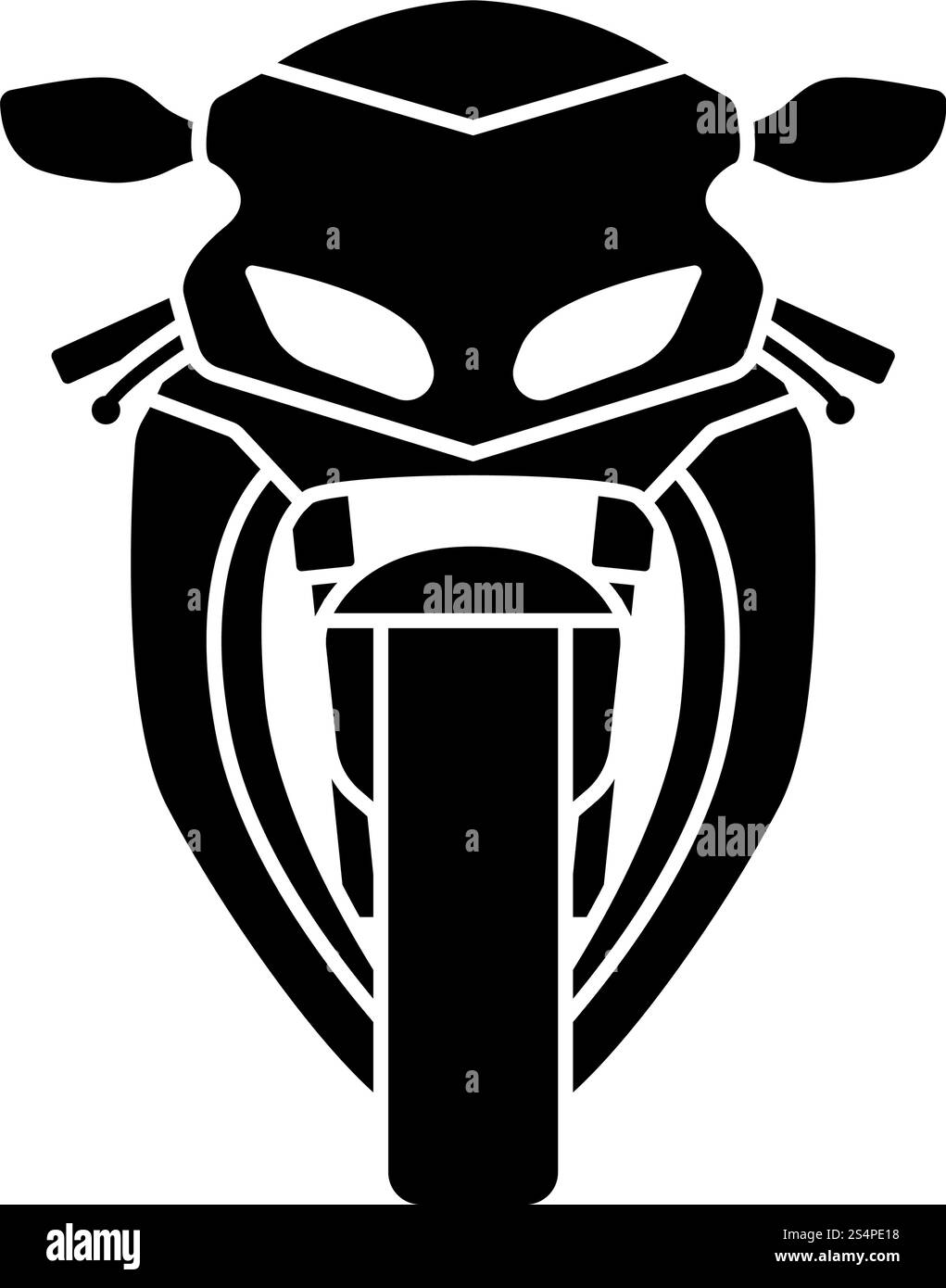 Icône Moto Vue de face. Noir sur blanc. Vector Illustration. Illustration de Vecteur