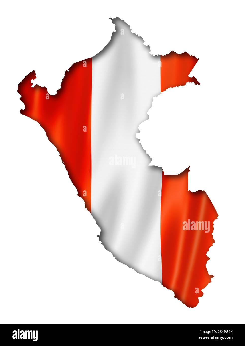 Pérou Carte Drapeau, trois dimensions, render, isolated on white Banque D'Images