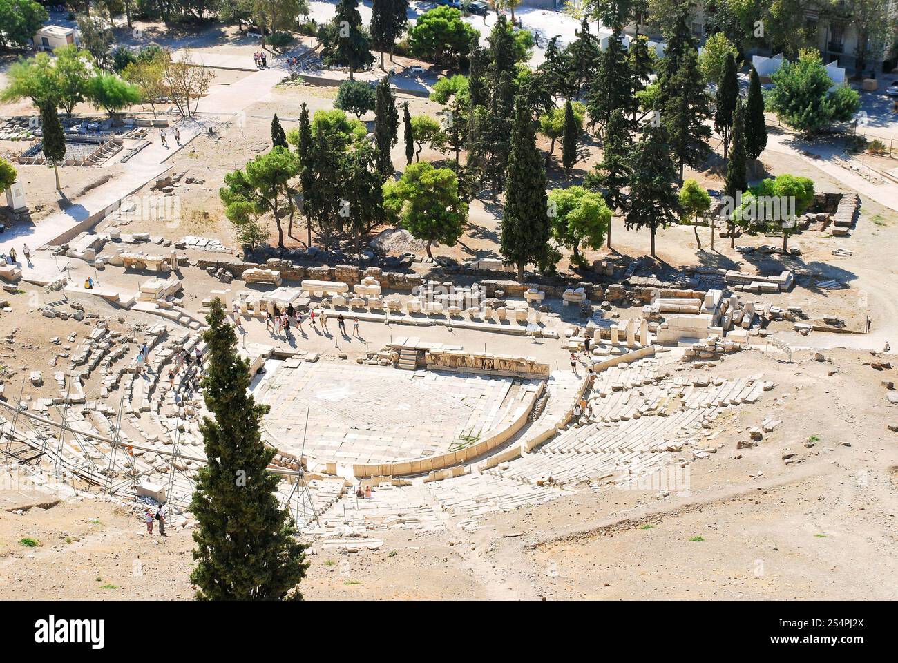 Voir du théâtre de Dionysos sur l'Acropole, Athènes Banque D'Images