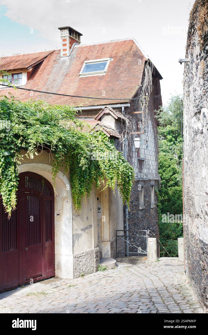 La rue médiévale de maisons à colombages dans le centre-ville d'Angers, France Banque D'Images