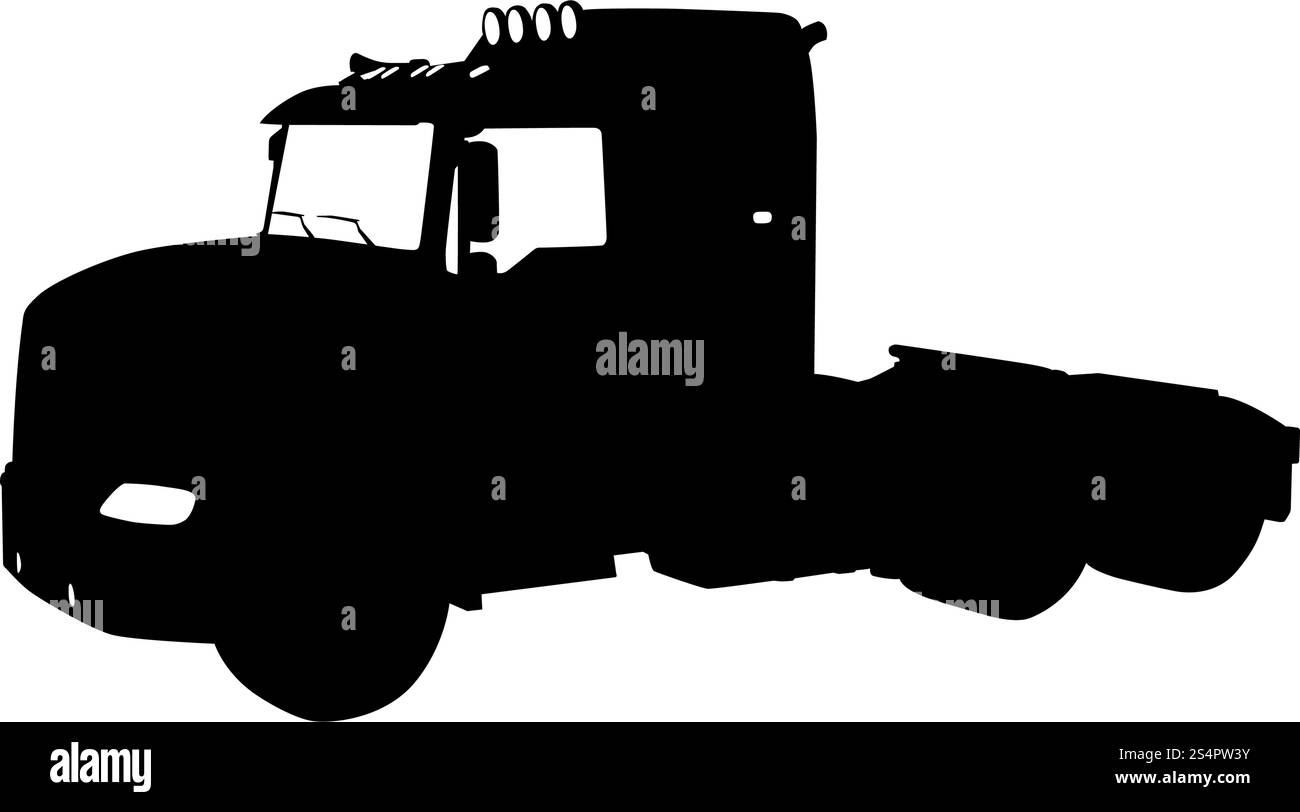 Silhouette du camion. Lissage extrêmement détaillé. Illustration vectorielle.. jeu de camions Illustration de Vecteur