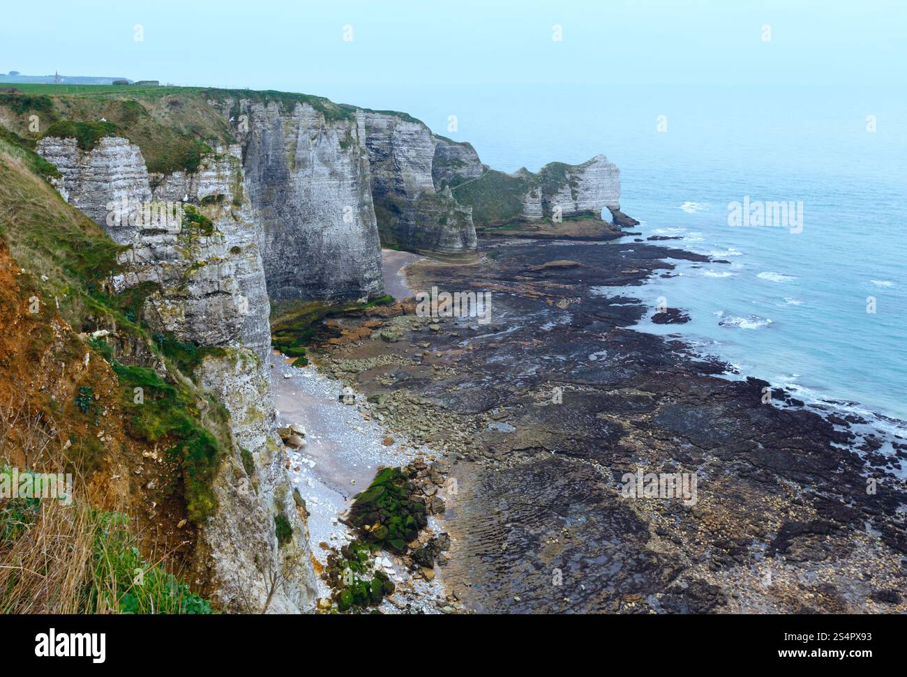 Au printemps, la Côte d'Etretat France. Vue d'en haut. Banque D'Images