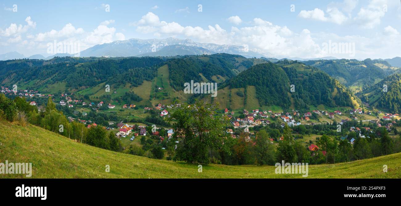 Vue d'été du village de Bran (près de Brasov, Roumanie). Panorama. Banque D'Images