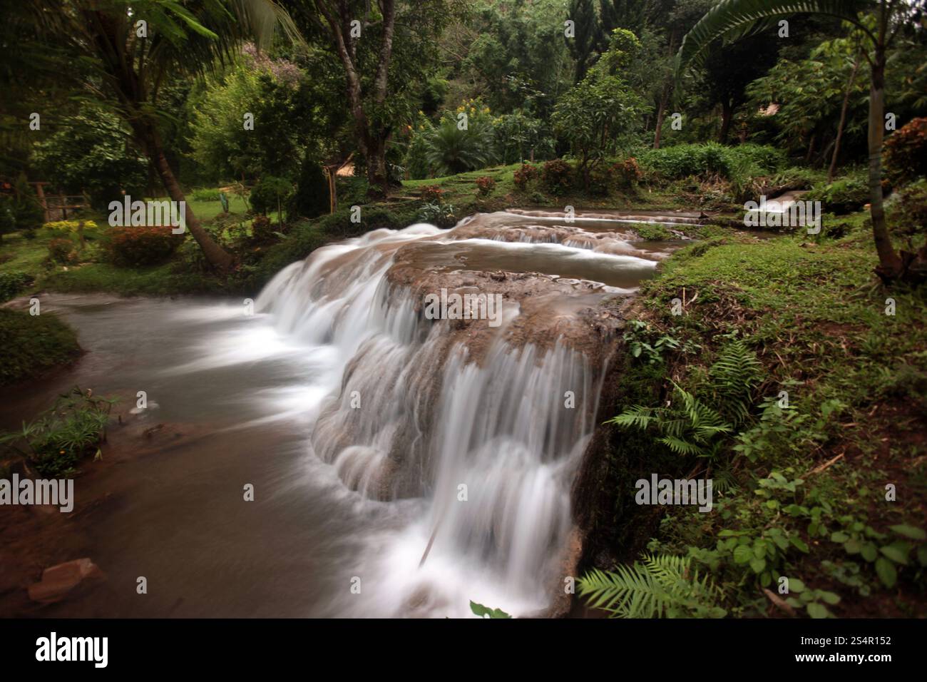 Une chute d'eau dans la forêt tropicale près du village de Fang au nord de la ville de chiang mai dans le nord de la Thaïlande dans le sud-astasie. &#XA;&#XA;&#XA; Banque D'Images