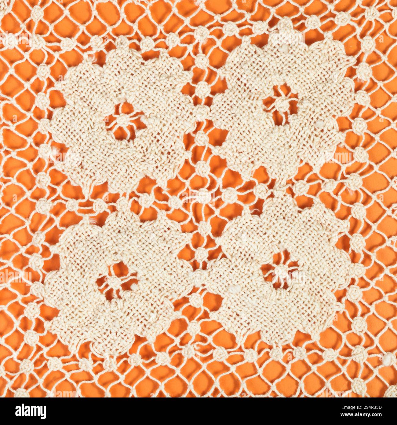 Vintage Knitting artisanat - fleurs en dentelle de Malte close up Banque D'Images