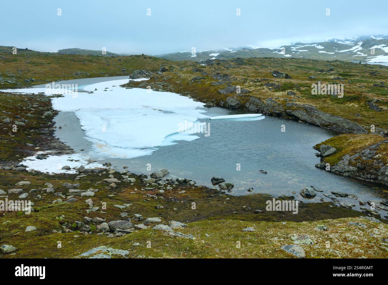 La Norvège du nord des montagnes de la vallée de la toundra et de petites flaques Banque D'Images