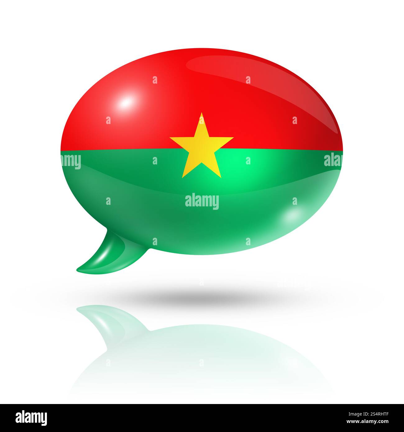 Drapeau du Burkina Faso tridimensionnel dans une bulle de discours isolé sur blanc avec chemin de détourage. Bulle de discours du drapeau du Burkina Faso Banque D'Images