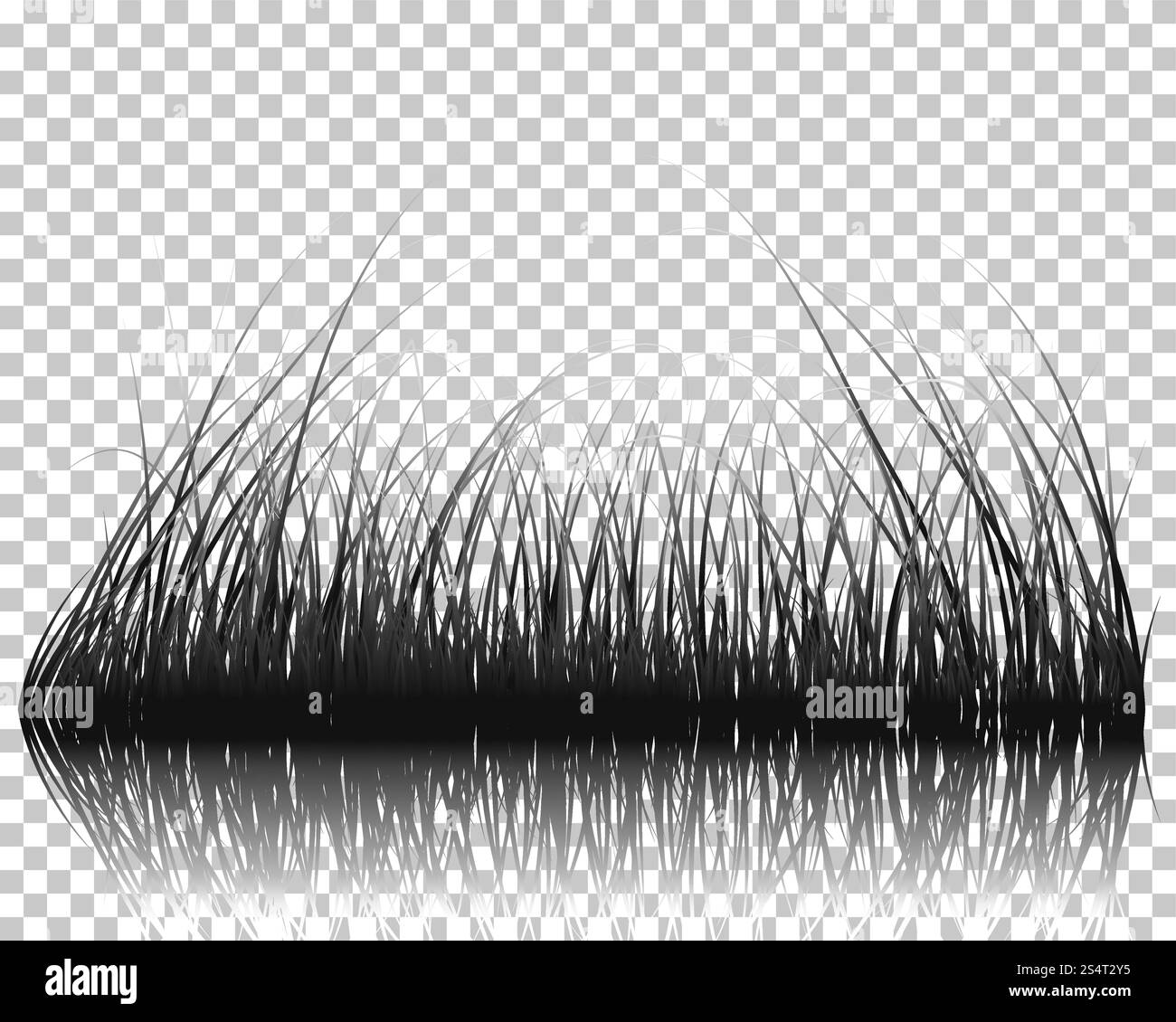 Vector silhouettes herbe arrière-plan avec la réflexion dans l'eau. Tous les objets sont séparés. Illustration de Vecteur