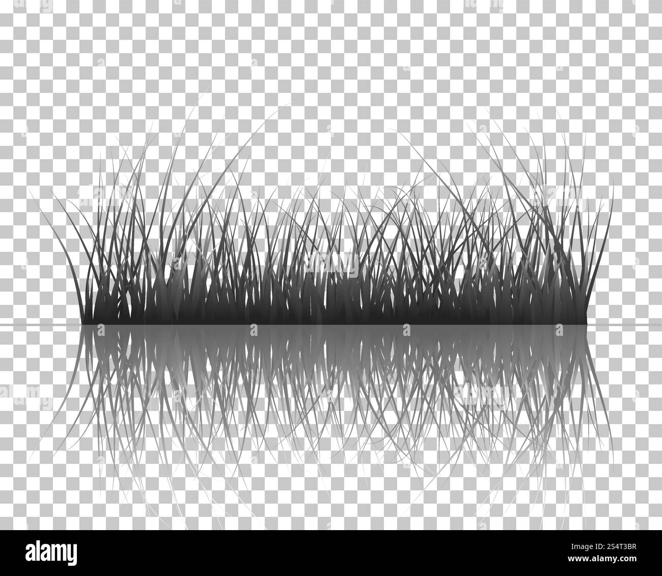 Vector silhouettes herbe arrière-plan avec la réflexion dans l'eau. Tous les objets sont séparés. Illustration de Vecteur