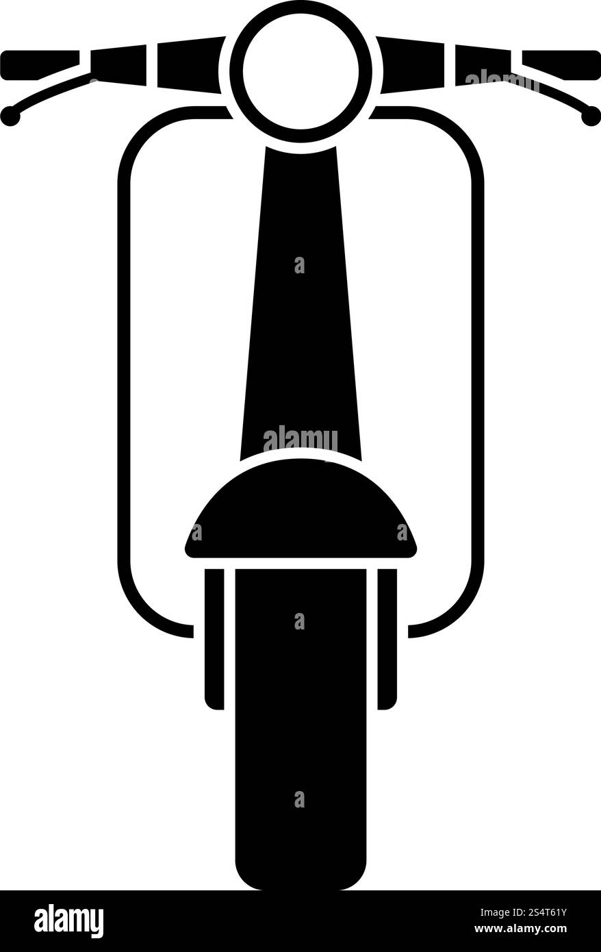 Icône scooter vue avant. Noir sur blanc. Vector Illustration. Illustration de Vecteur