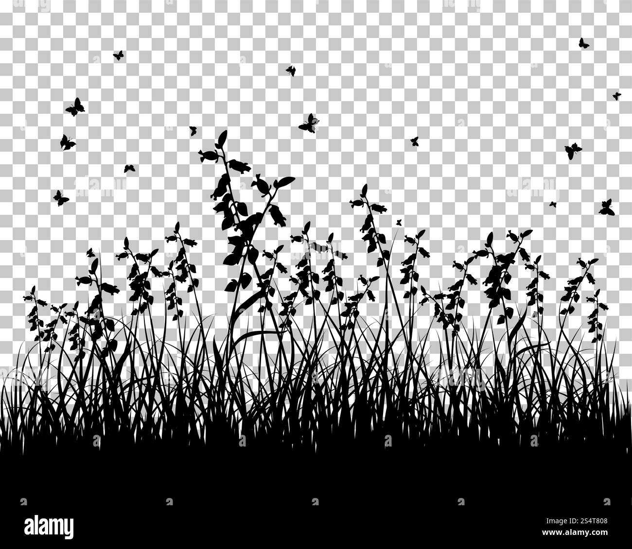 Vector silhouettes herbe arrière-plan. Tous les objets sont séparés. Illustration de Vecteur