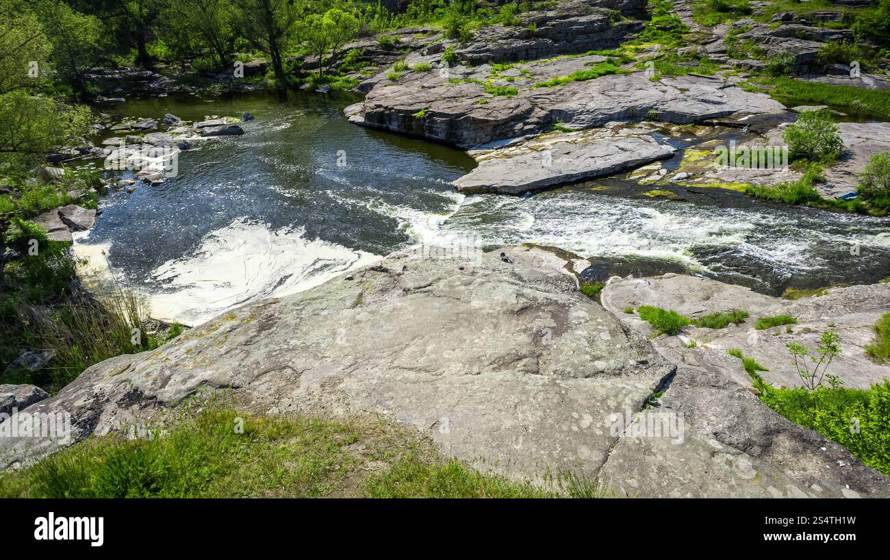 Paysage naturel de forêt et de rivière de montagne rapide Banque D'Images