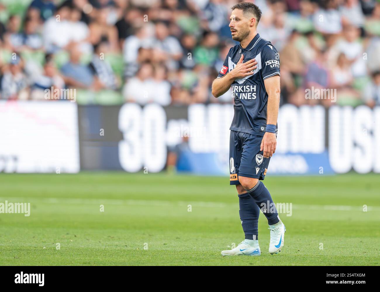 Bruno Fornaroli, du Melbourne Victory, a été vu après avoir marqué un but lors du match de A-League entre le Melbourne Victory FC et le Western United FC à AAMI Park. Score final Western United 4:3 Melbourne Victory (photo Olivier Rachon / SOPA images/SIPA USA) Banque D'Images