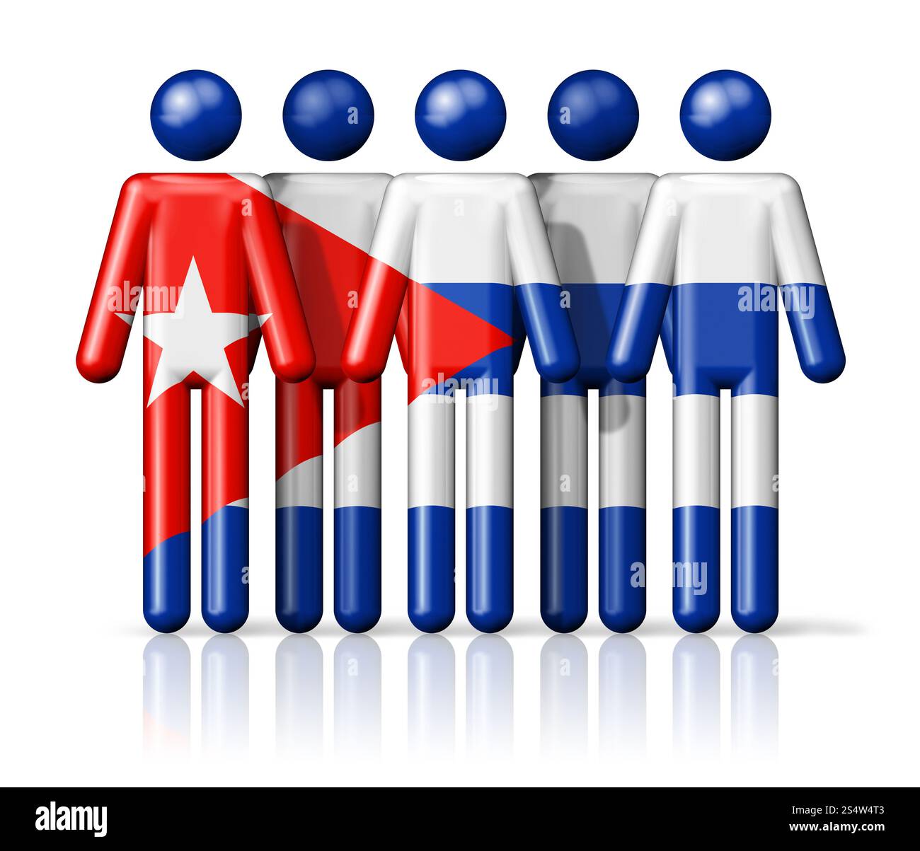 Drapeau de Cuba sur la figure de bâton - icône 3D symbole de communauté nationale et sociale. Drapeau de Cuba sur la figure de bâton Banque D'Images