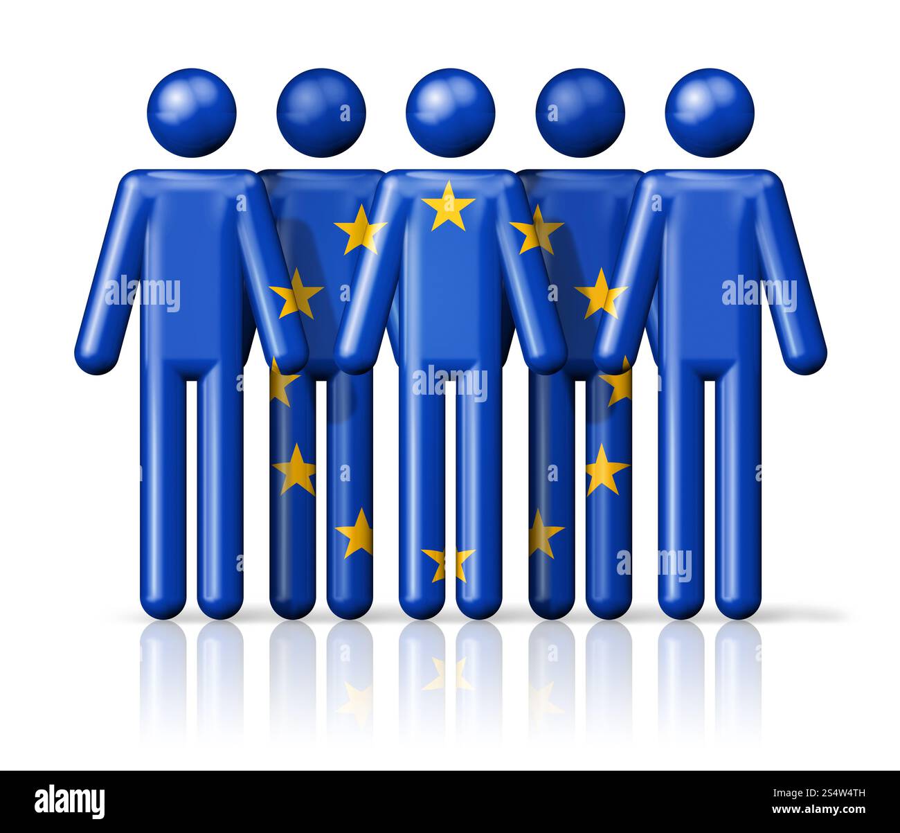 Drapeau de l'union européenne sur la figure de bâton - symbole de communauté nationale et sociale icône 3D. Drapeau de l'union européenne sur la figure de bâton Banque D'Images