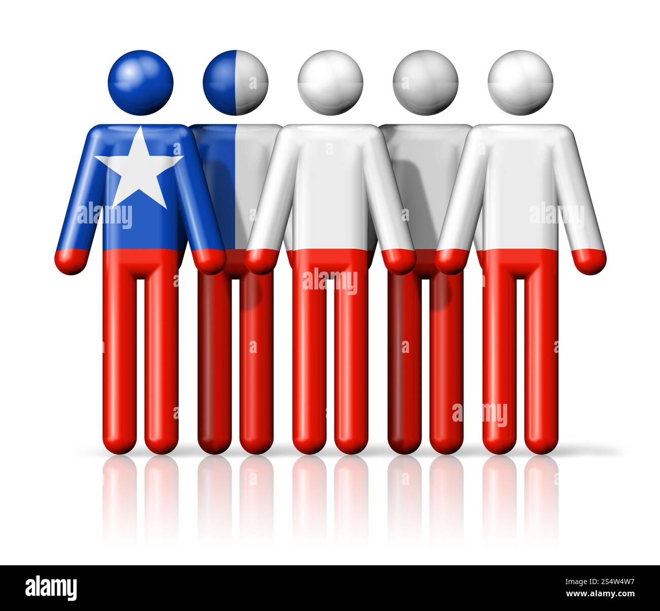 Drapeau du Chili sur la figure de bâton - icône 3D symbole de communauté nationale et sociale. Drapeau du Chili sur la figure de bâton Banque D'Images