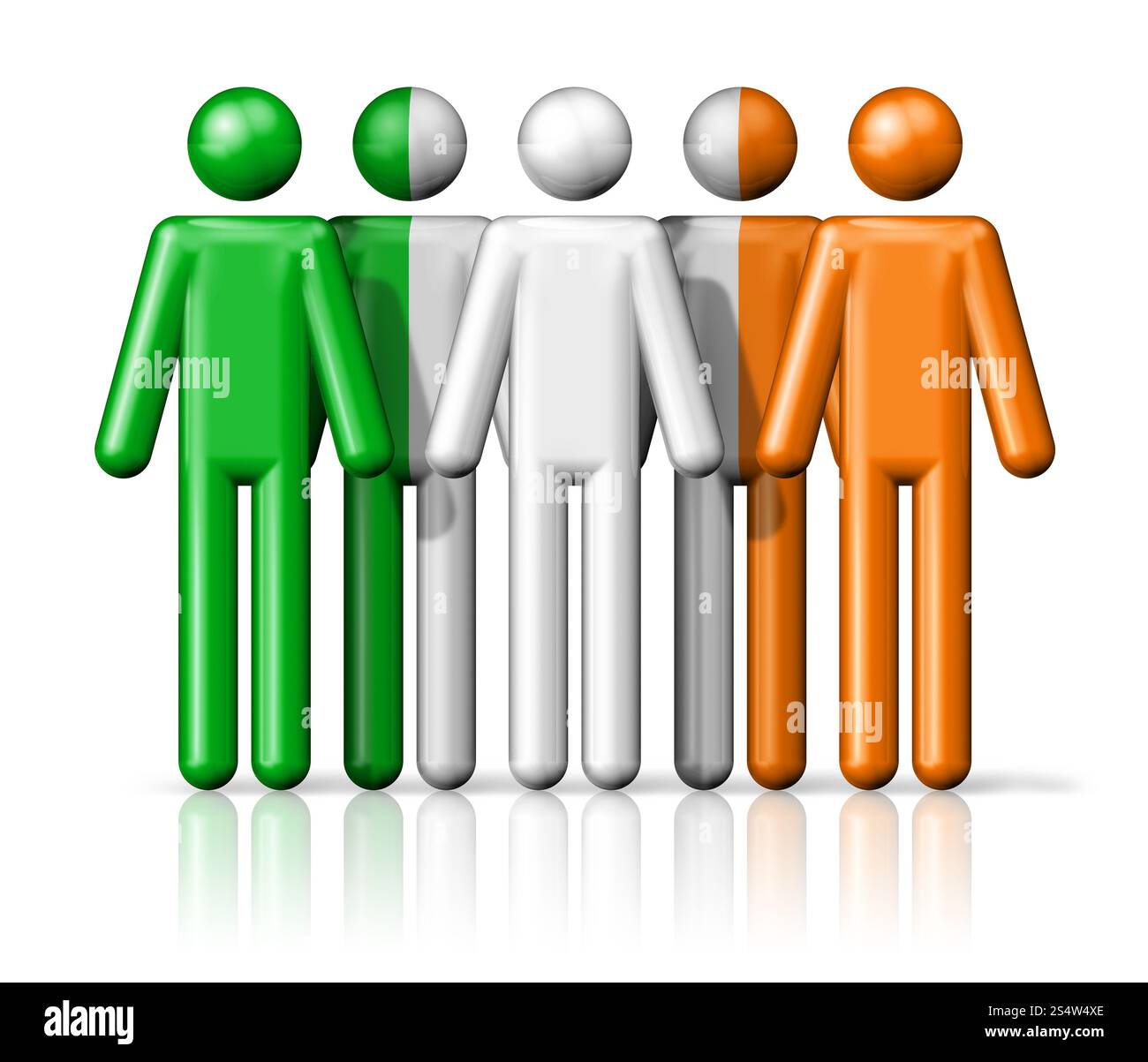 Drapeau de l'Irlande sur la figure de bâton - icône 3D symbole de communauté nationale et sociale. Drapeau de l'Irlande sur la figure de bâton Banque D'Images