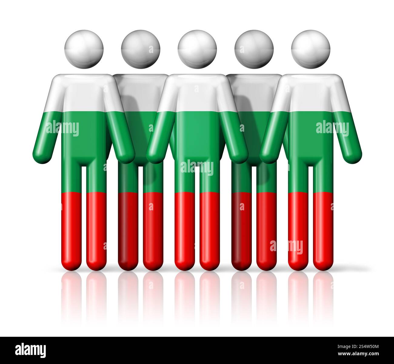Drapeau de la Bulgarie sur la figure de bâton - icône 3D symbole de communauté nationale et sociale. Drapeau de la Bulgarie sur la figure de bâton Banque D'Images