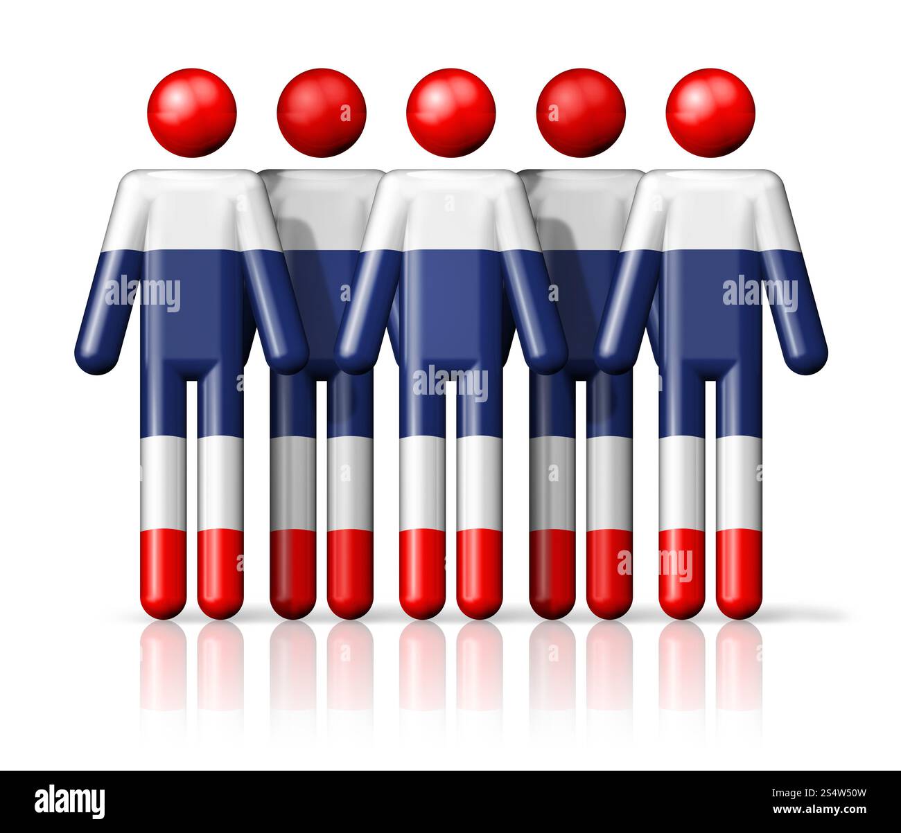 Drapeau de la Thaïlande sur la figure de bâton - icône 3D symbole de communauté nationale et sociale. Drapeau de Thaïlande sur la figure de bâton Banque D'Images