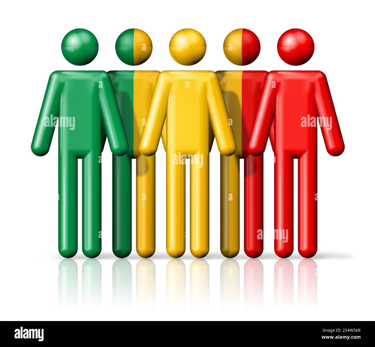 Drapeau du Mali sur la figure de bâton - icône 3D symbole de communauté nationale et sociale. Drapeau du Mali sur la figure de bâton Banque D'Images