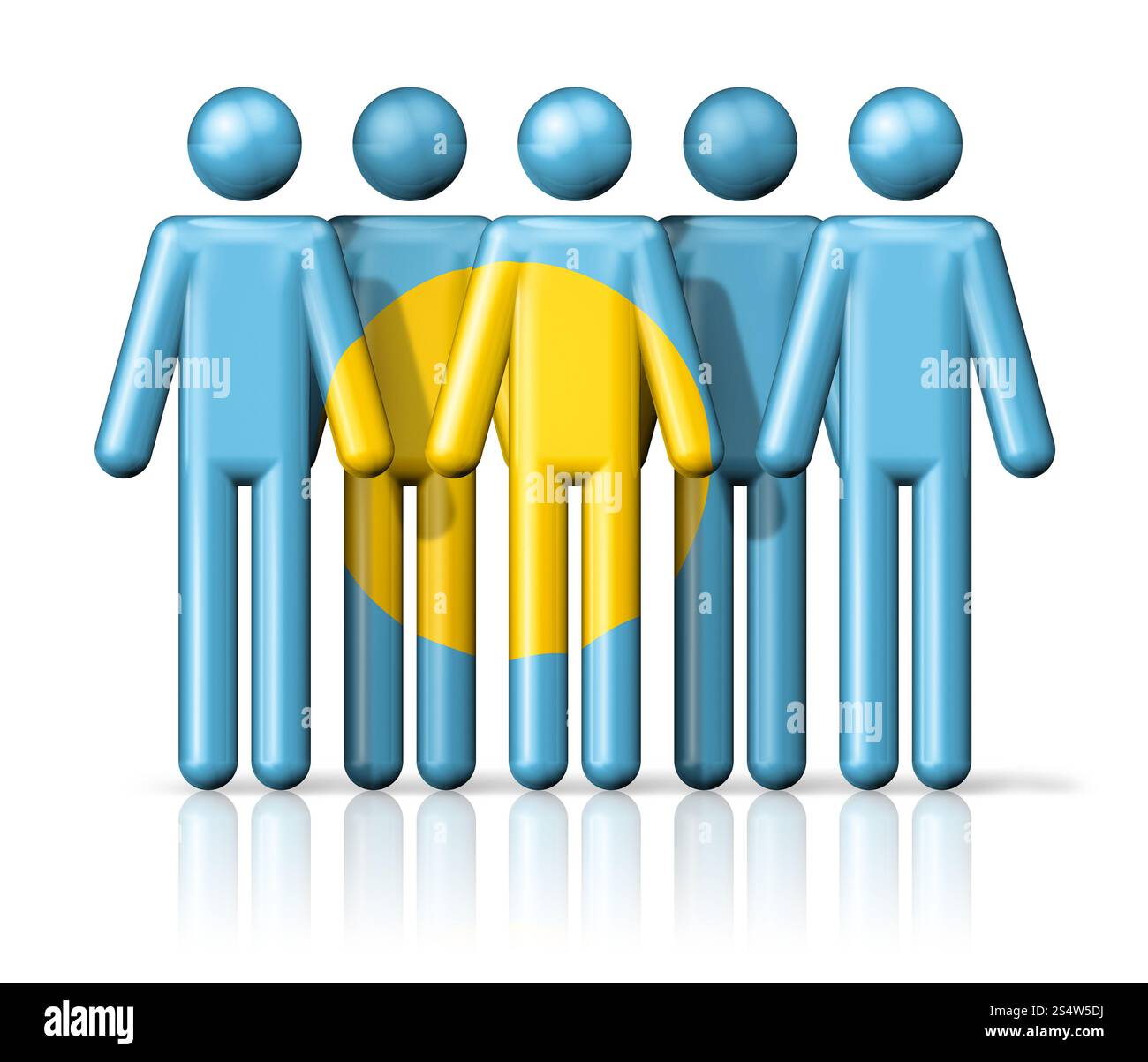 Drapeau de Palau sur la figure de bâton - icône 3D symbole de communauté nationale et sociale. Drapeau de Palau sur la figure de bâton Banque D'Images