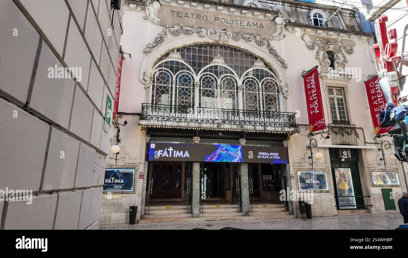 Historique Teatro Politeama à Lisbonne, Portugal, connu pour son architecture et ses comédies musicales et pièces de théâtre portugaises. Teatro Politeama. Banque D'Images