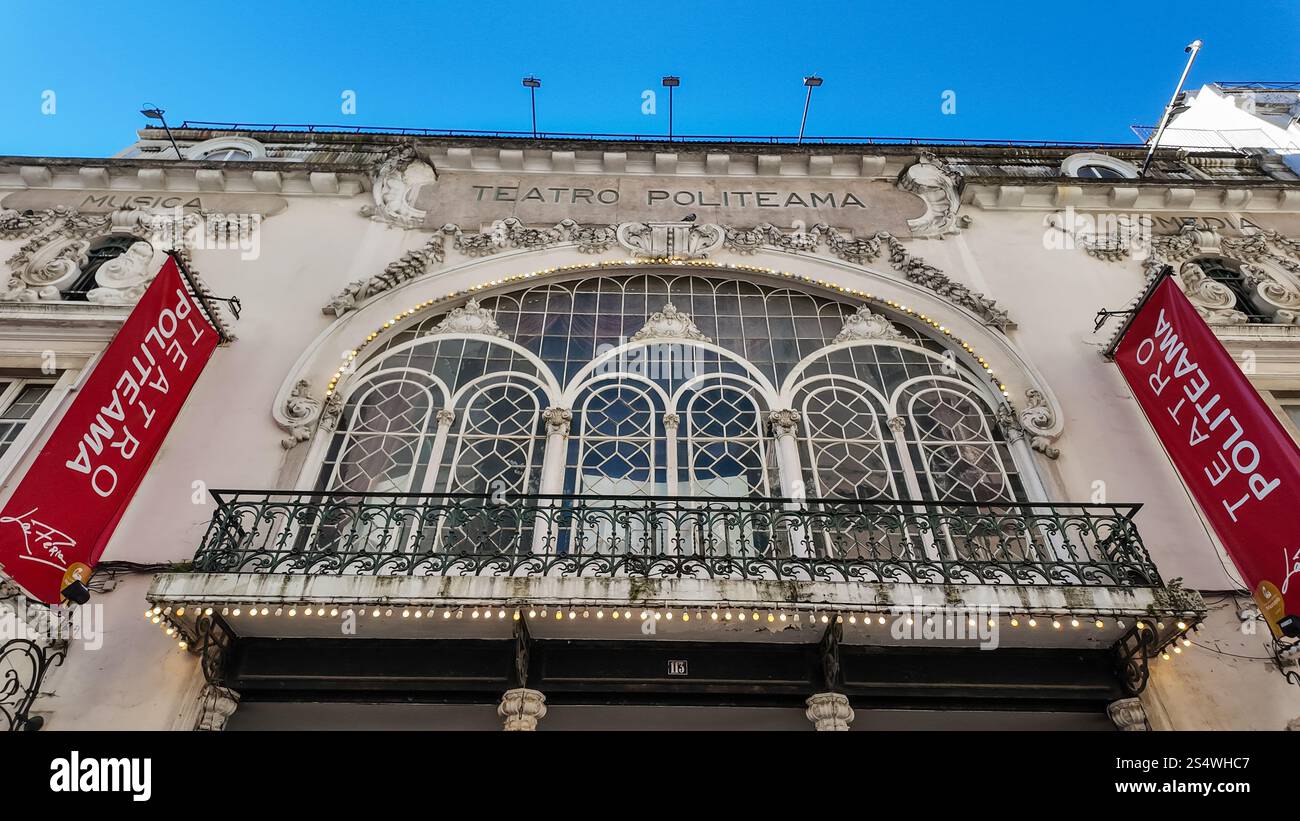 Historique Teatro Politeama à Lisbonne, Portugal, connu pour son architecture et ses comédies musicales et pièces de théâtre portugaises. Teatro Politeama. Banque D'Images