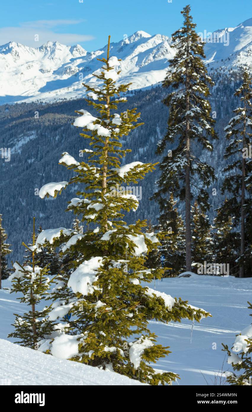 Paysage de montagne d'hiver. Région de ski Kappl dans les montagnes du Tyrol, Autriche. Banque D'Images
