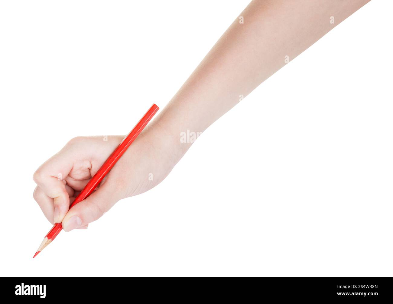 Part brouillons en crayon rouge isolé sur fond blanc Banque D'Images