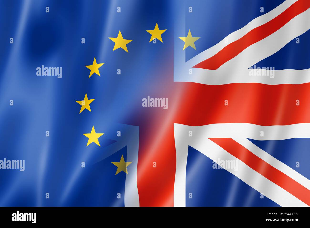 Mixte Europe et UK drapeau, rendu en trois dimensions, illustration Banque D'Images