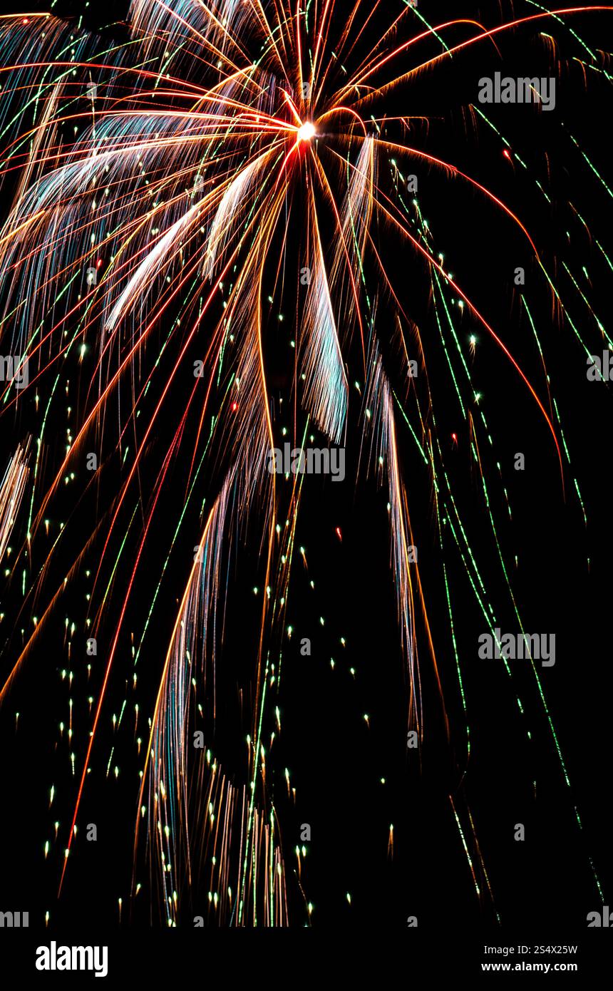 D'artifice qui explose dans le ciel de nuit Banque D'Images
