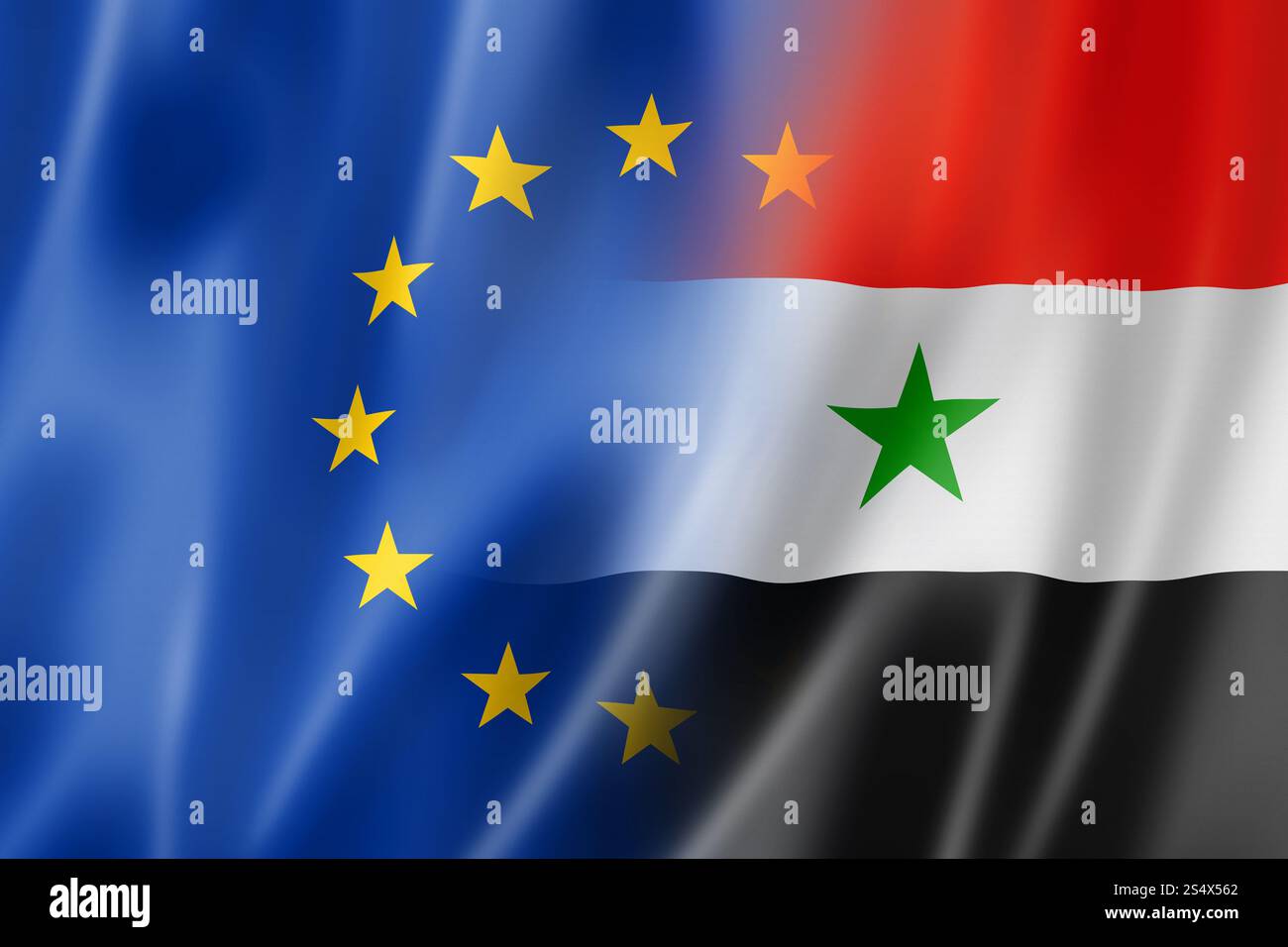 Mixte Europe et la Syrie drapeau, rendu en trois dimensions, illustration Banque D'Images