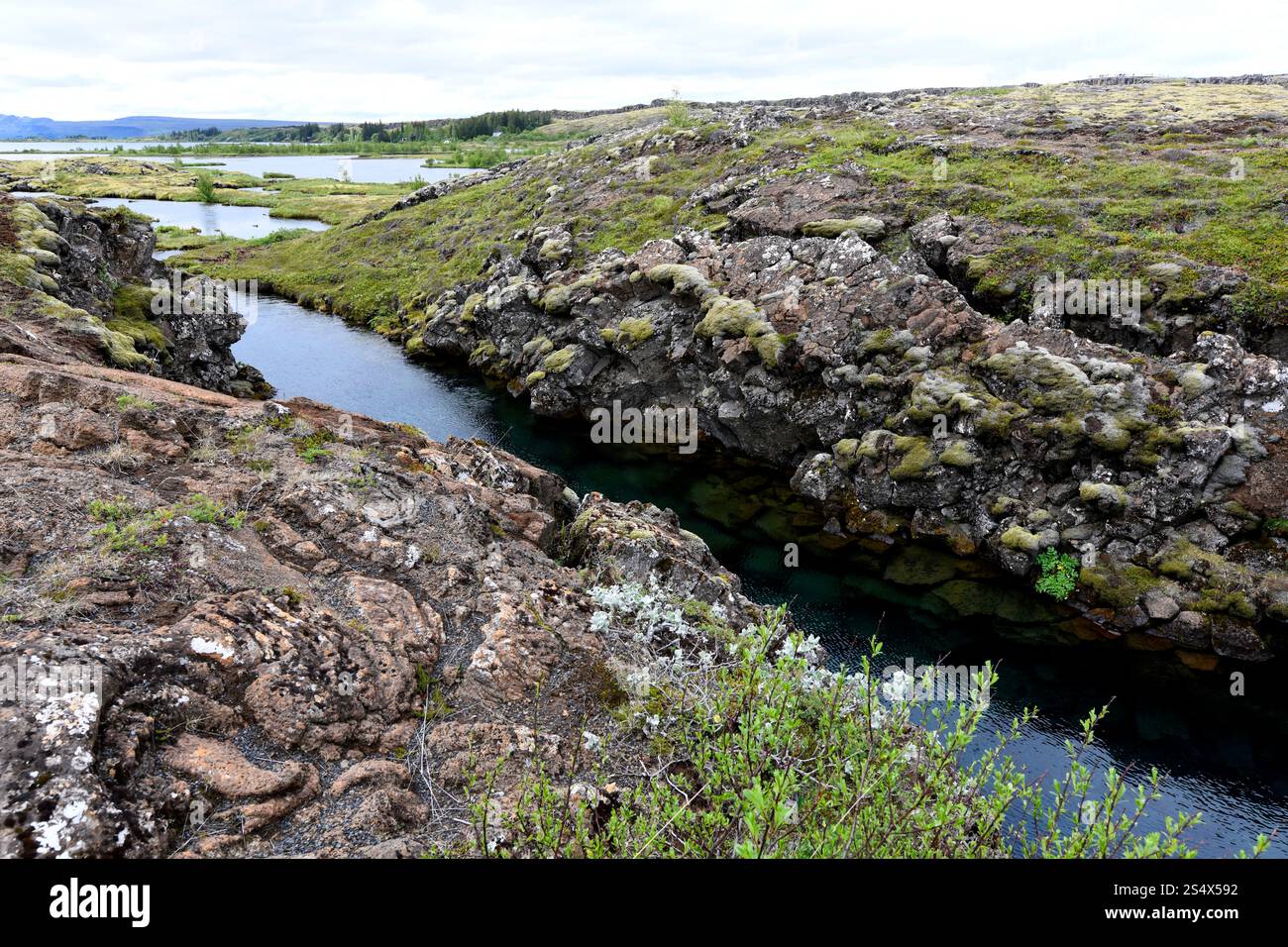 Silfra Rift marque la séparation entre la plaque américaine et la plaque eurasienne. Parc national de Thingvellir, Islande. Banque D'Images