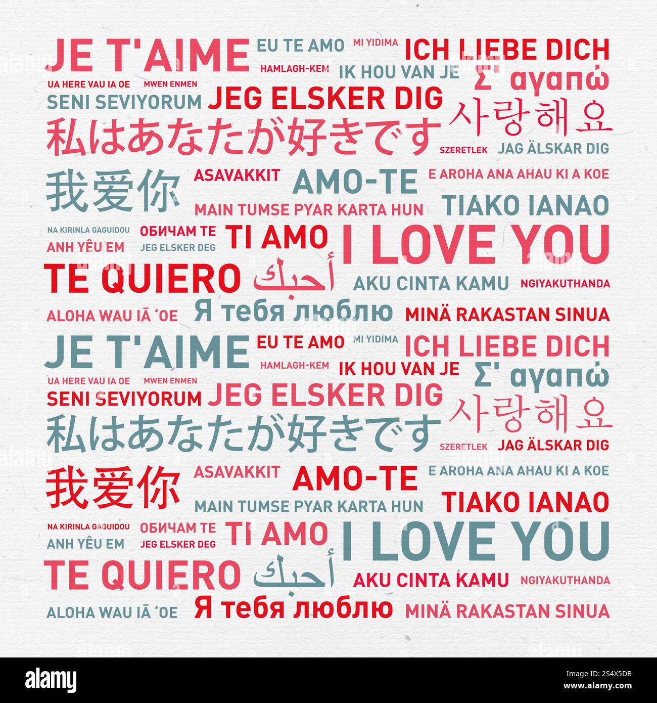 Je t'aime carte message traduit dans différentes langues Banque D'Images