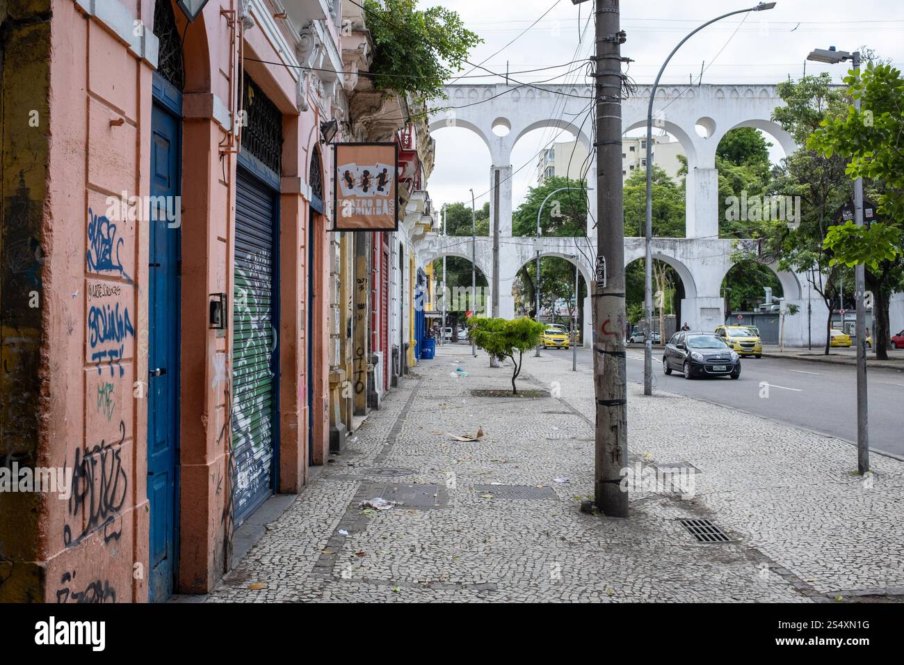 Aqueduc Carioca dans le district de Lapa à Rio de Janeiro, Brésil. Banque D'Images