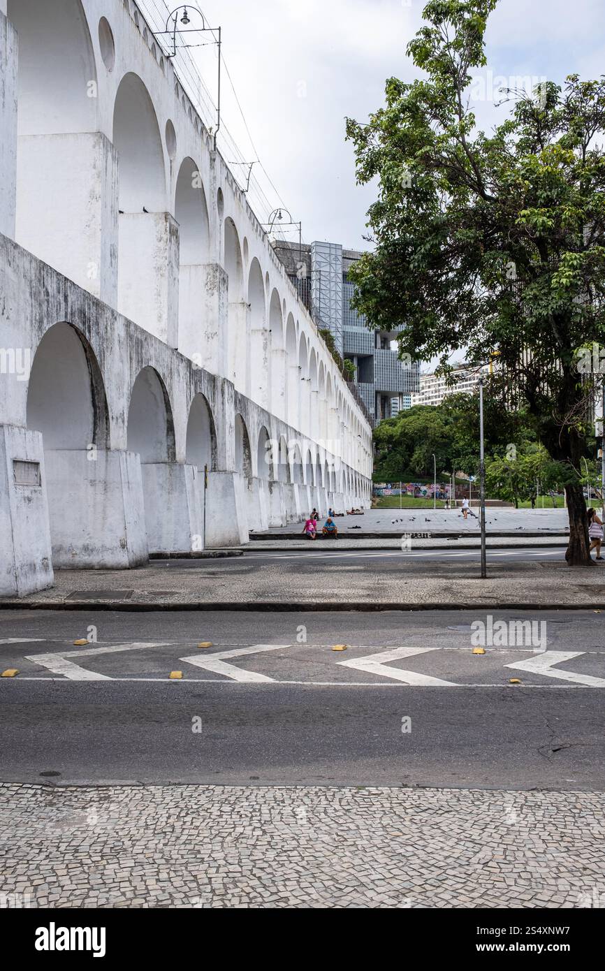 Aqueduc Carioca dans le district de Lapa à Rio de Janeiro, Brésil. Banque D'Images