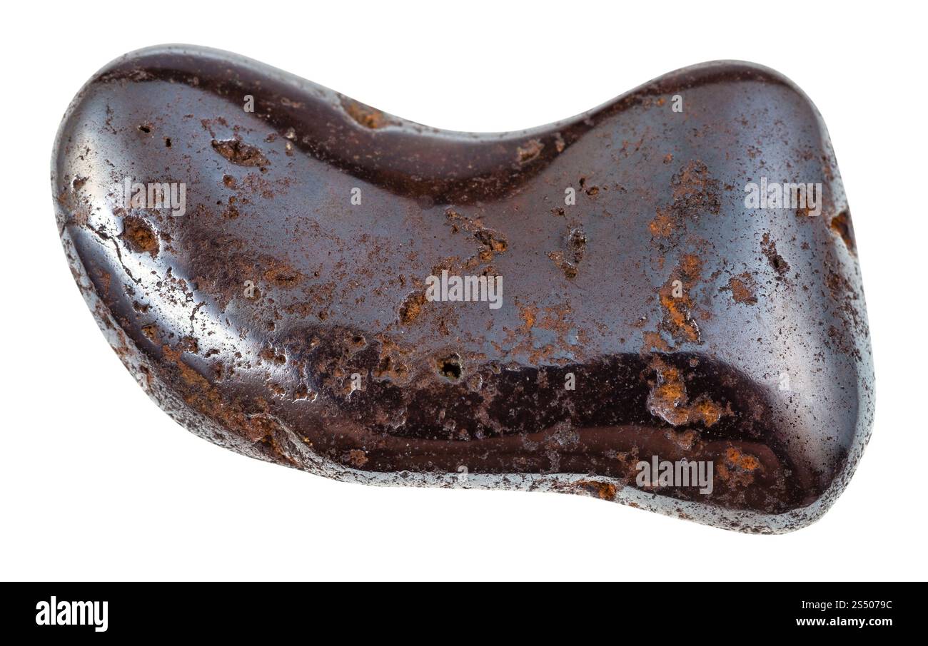 La prise de vue macro des pierres minérales naturelles - a Hydrogoethite gemstone de Crimée isolé sur fond blanc Banque D'Images