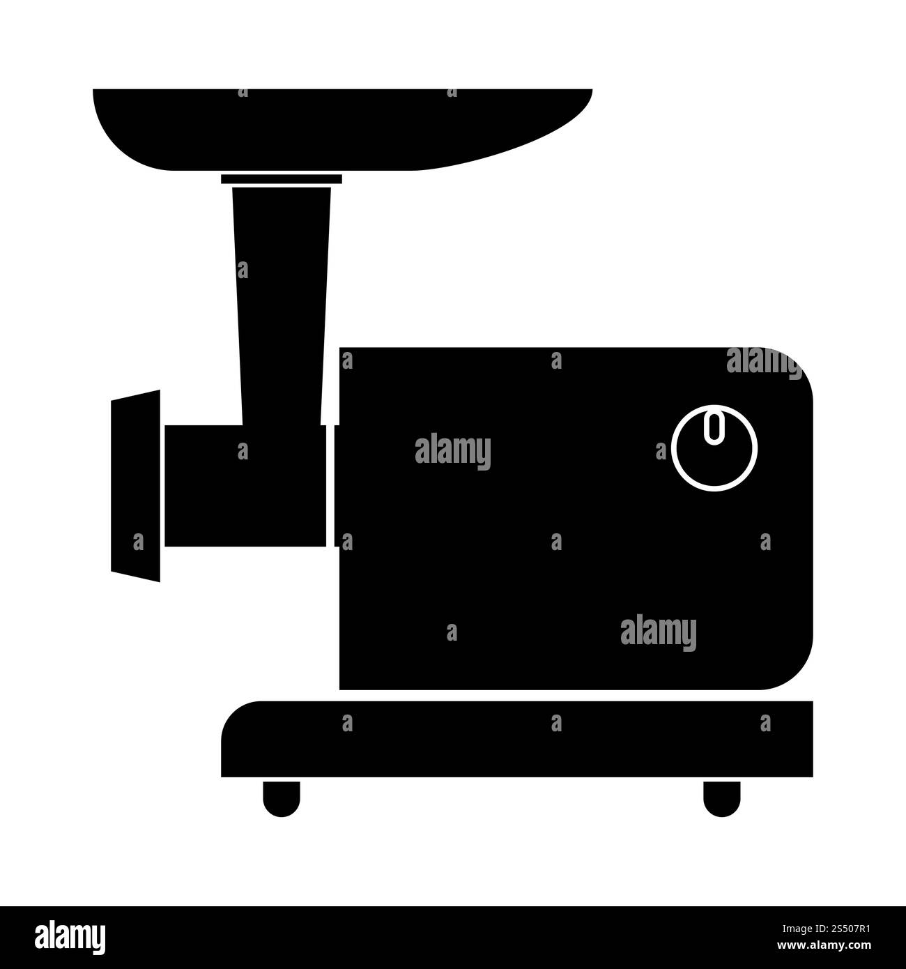 Hachoir à viande électrique icône noire . Banque D'Images