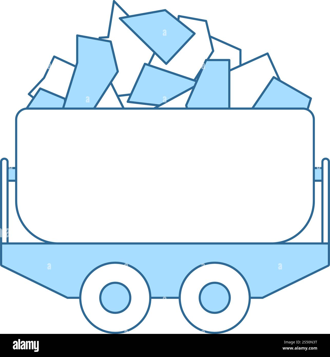 Chariot de charbon mine Icône. Fine ligne de remplissage bleu avec Design. Vector Illustration. Illustration de Vecteur