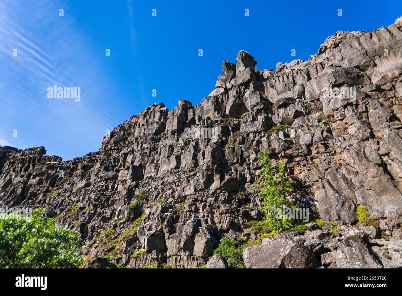 Voyager en Islande - les roches de l'Almannagja Problème dans le parc national de Thingvellir en septembre Banque D'Images