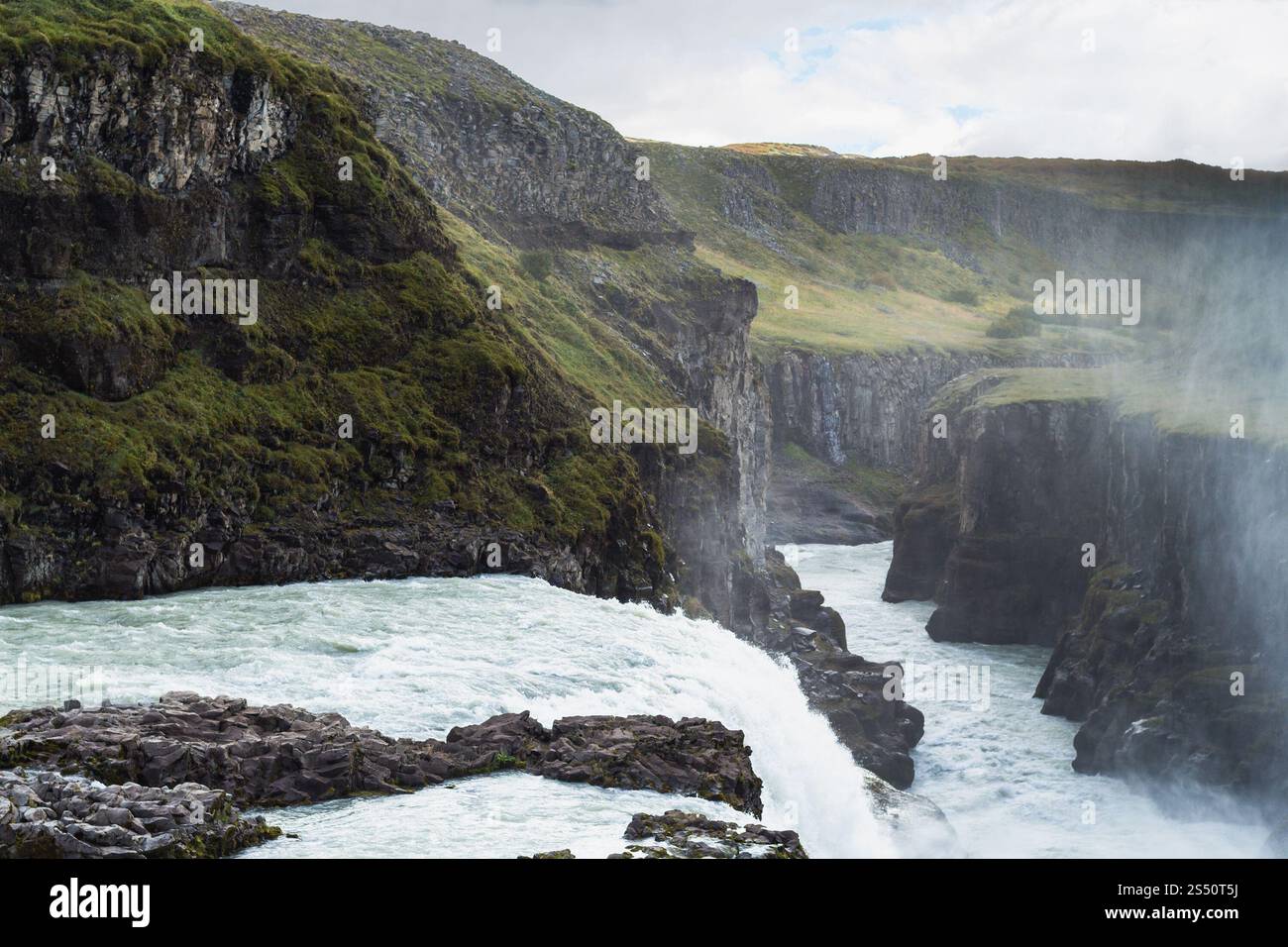 Voyager en Islande - vue de la cascade de Gullfoss dans journée d'automne Banque D'Images