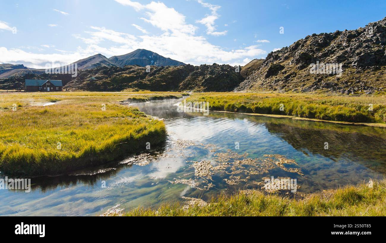 Voyager en Islande - hot river dans la région de Fjallabak Landmannalaugar dans la réserve naturelle des hautes terres d'Islande en septembre Banque D'Images