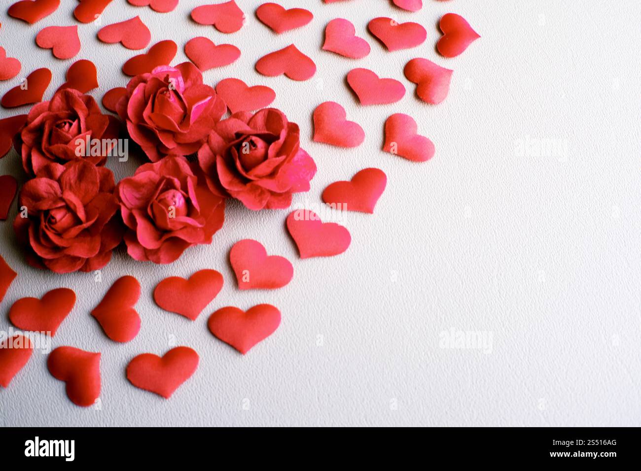 Love Valentines Day fond romantique. coeurs et roses belle Banque D'Images